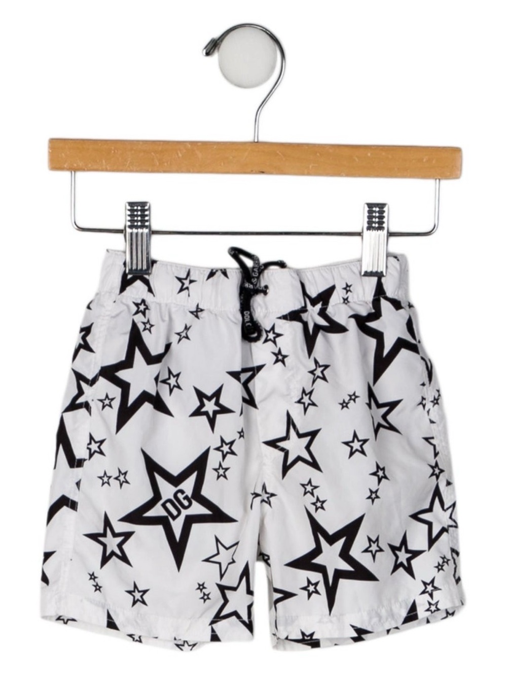 Dolce & Gabbana White Swim Trunks with Black Star Print